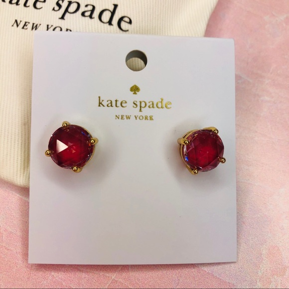 Kate Spade Red Pink Gumdrop Enamel Stud Earrings - Picture 2 of 5